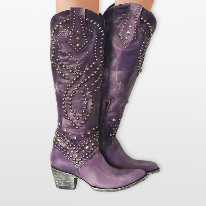 Bottes Western Femme Cloutées Hautes
