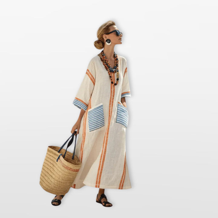 Robe Longue Rayée Bohème Femme
