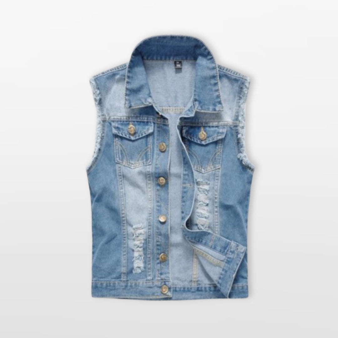 Veste Denim Sans Manches Streetwear Homme