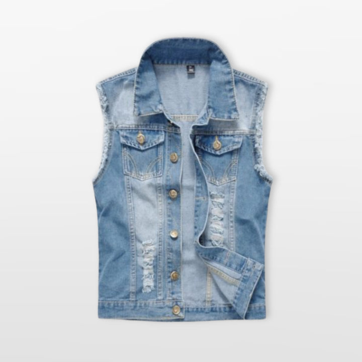 Veste Denim Sans Manches Streetwear Homme