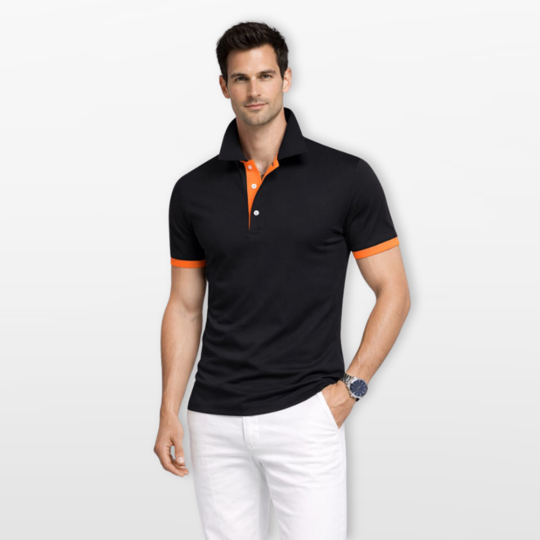 Polo Homme Coupe Ajustée Col Contrasté Élégant