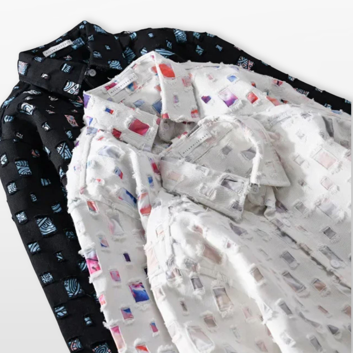Chemise Homme Casual Motif Moderne Boutonnée
