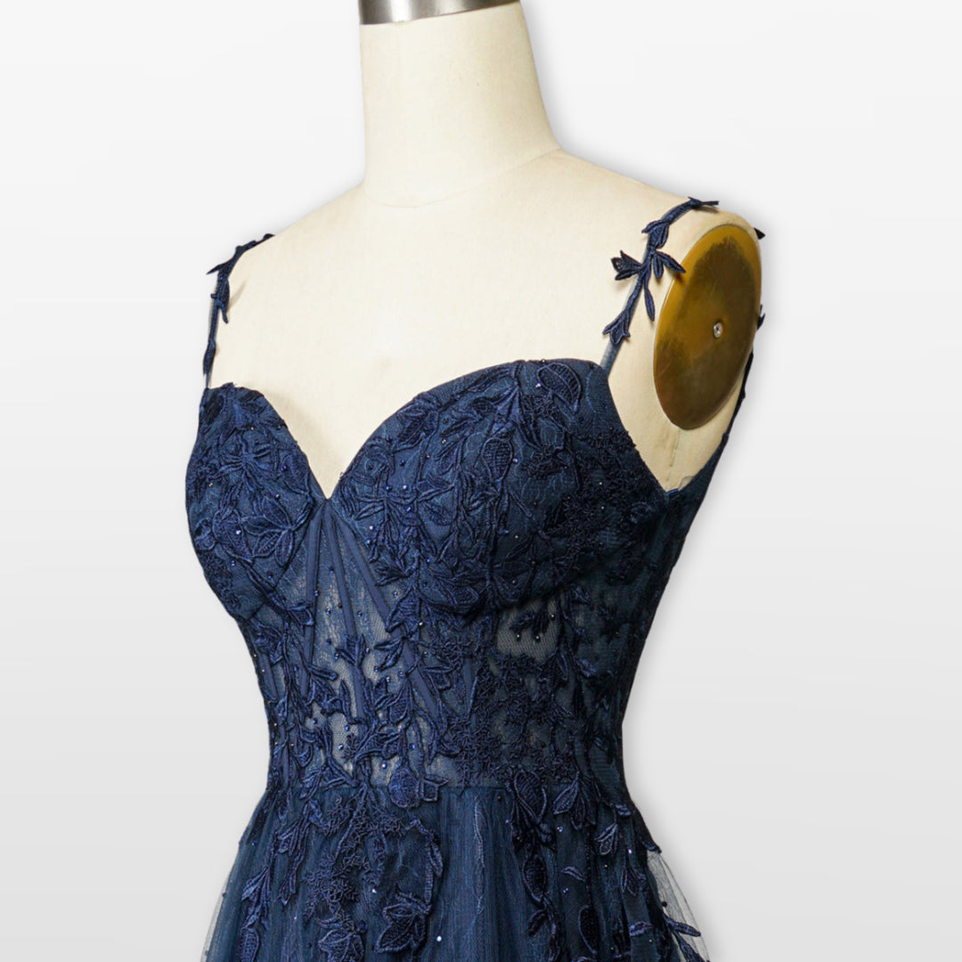 Robe Soirée Tulle Dentelle Bustier Fente Femme