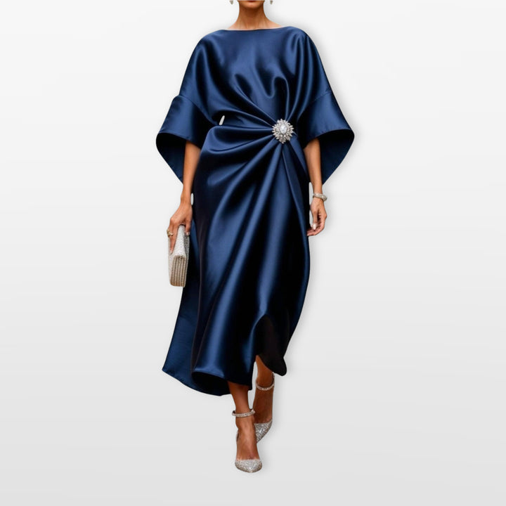 Robe Midi Drapée Satin Femme