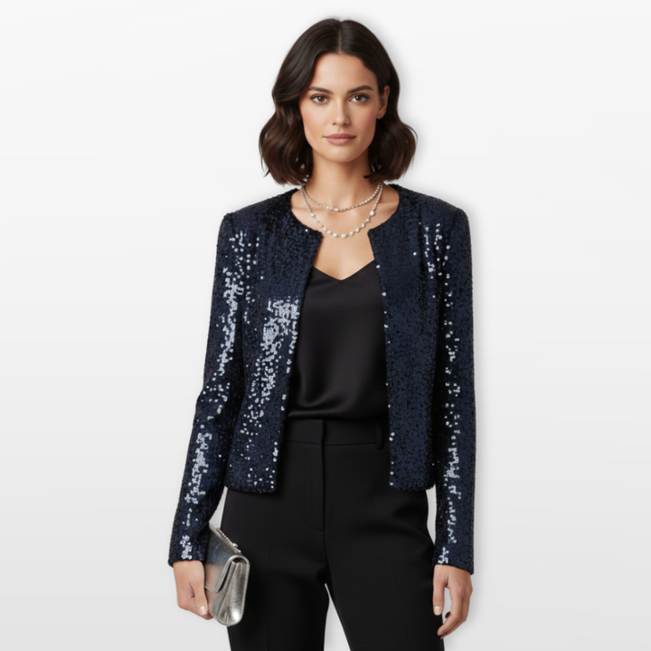 Veste Femme Sequins Courte Élégante Soirée