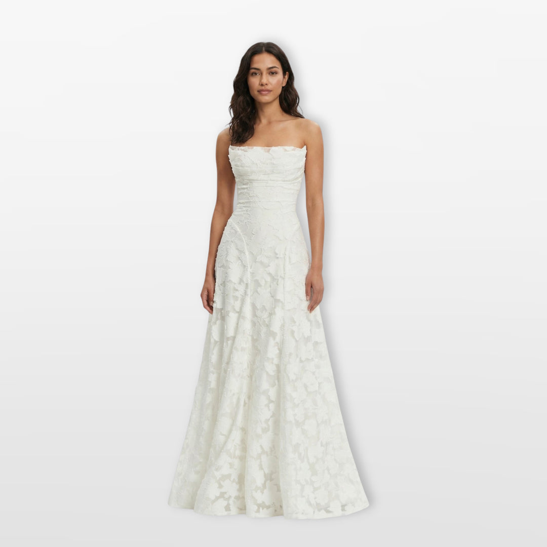 Robe Longue Dos Nu Dentelle Coupe Évasée Femme
