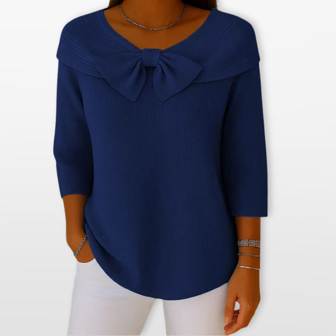 Pull Femme Maille Côtelée Nœud