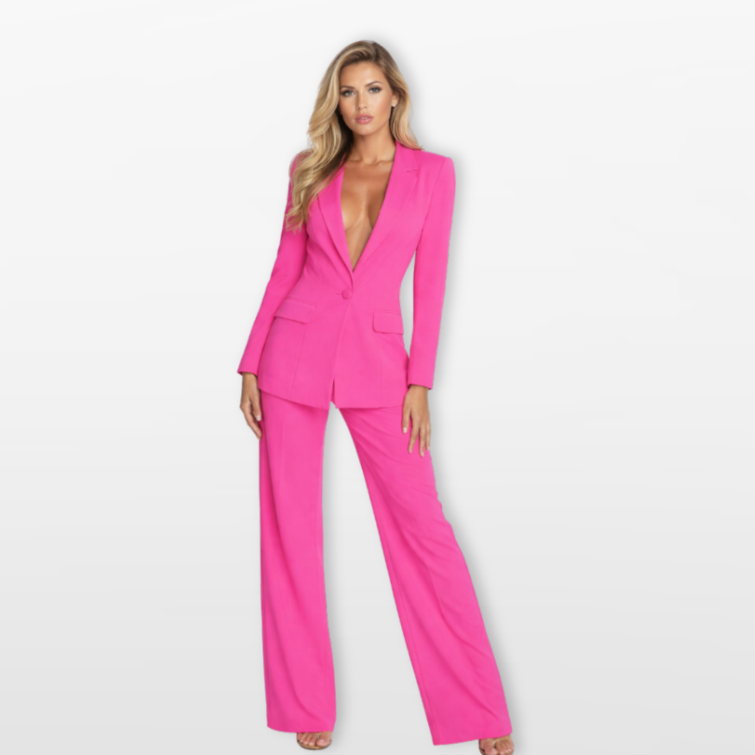 Tailleur Femme Veste Et Pantalon Large Ajusté