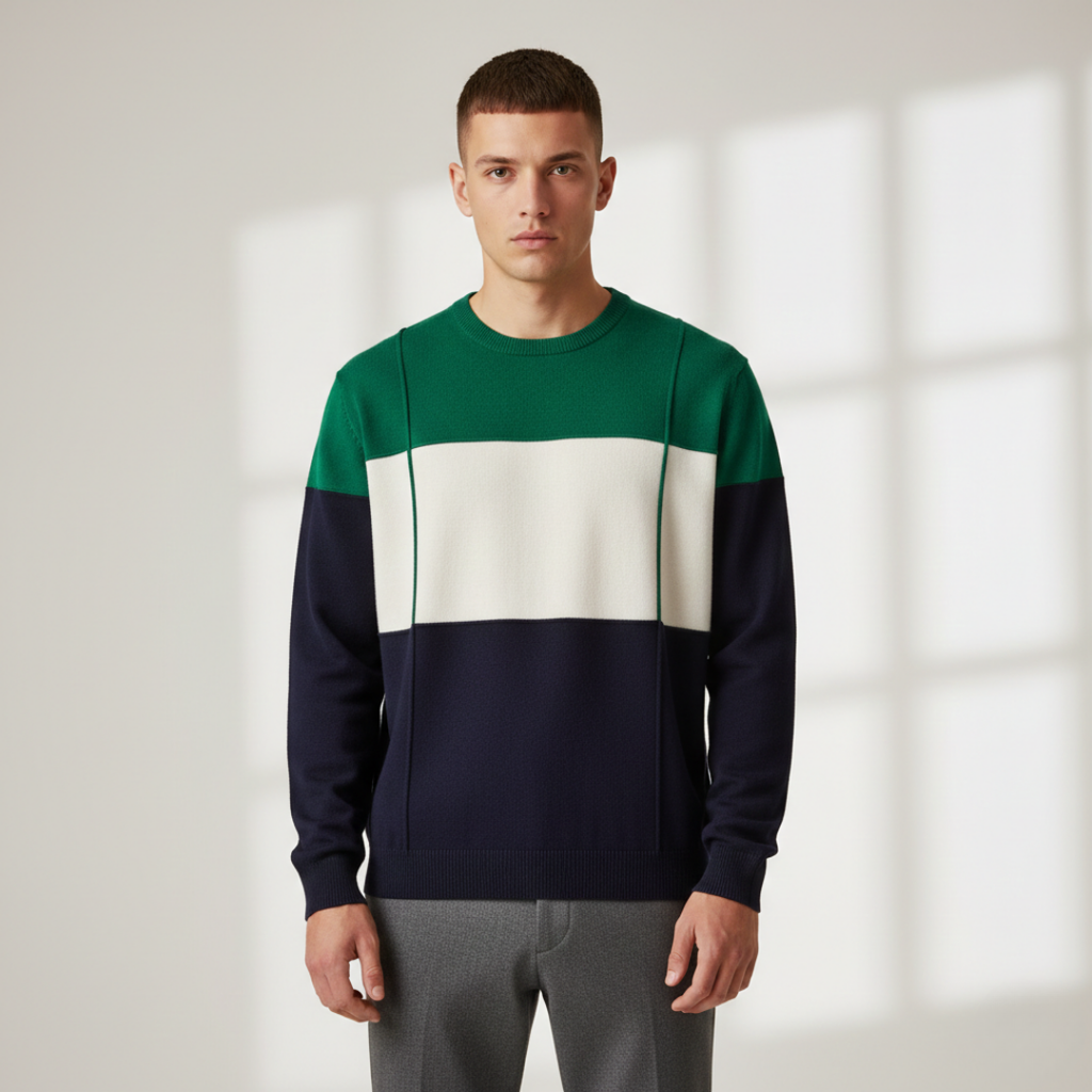 Benoît - Pull en Maille Tricolore