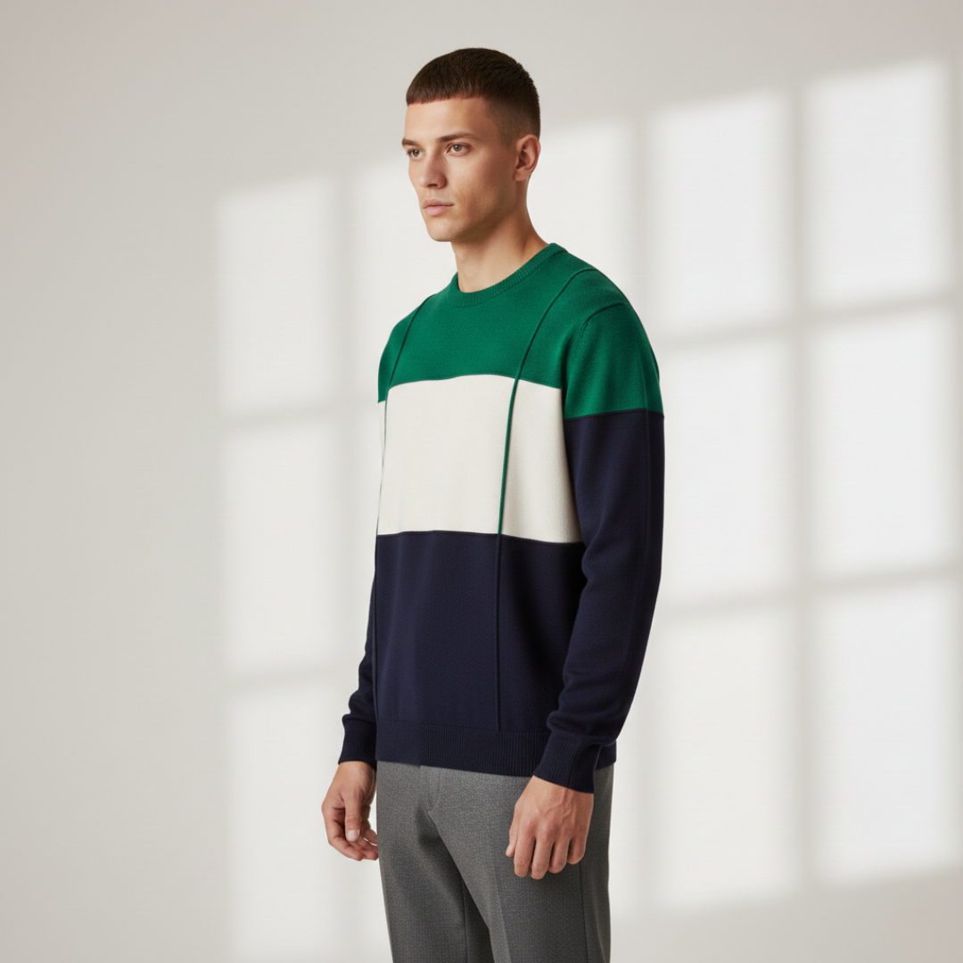 Benoît - Pull en Maille Tricolore