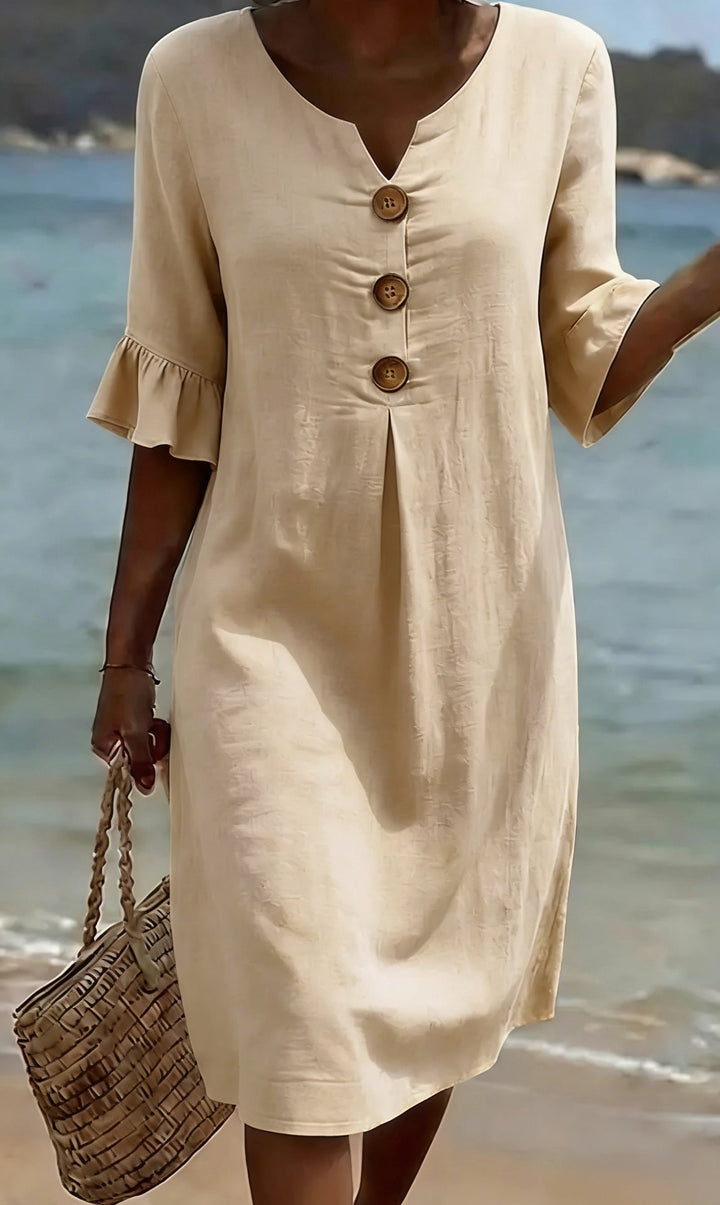 Robe Midi Fluide Boutonnée Femme