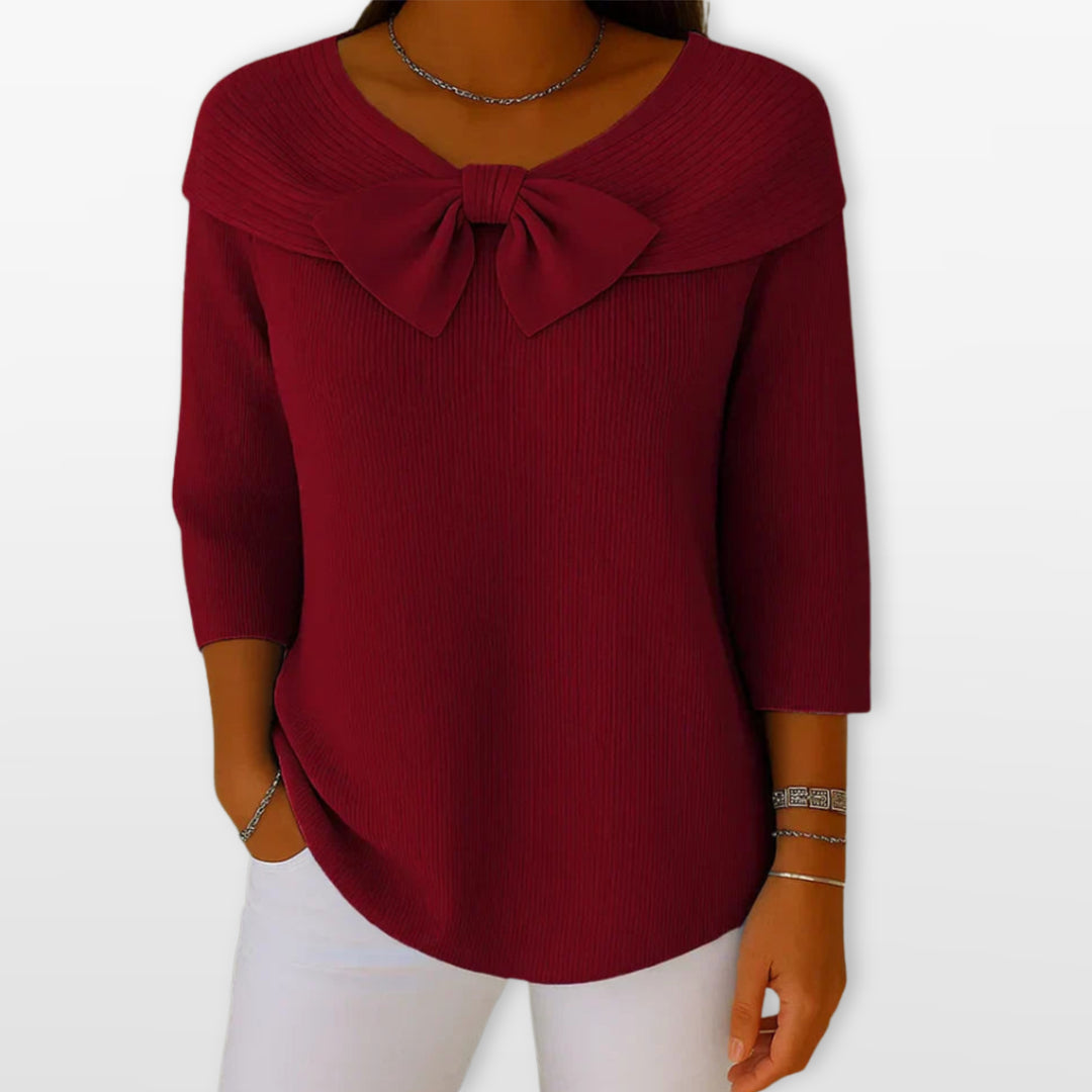 Pull Femme Maille Côtelée Nœud
