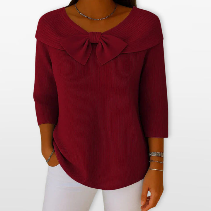 Pull Femme Maille Côtelée Nœud