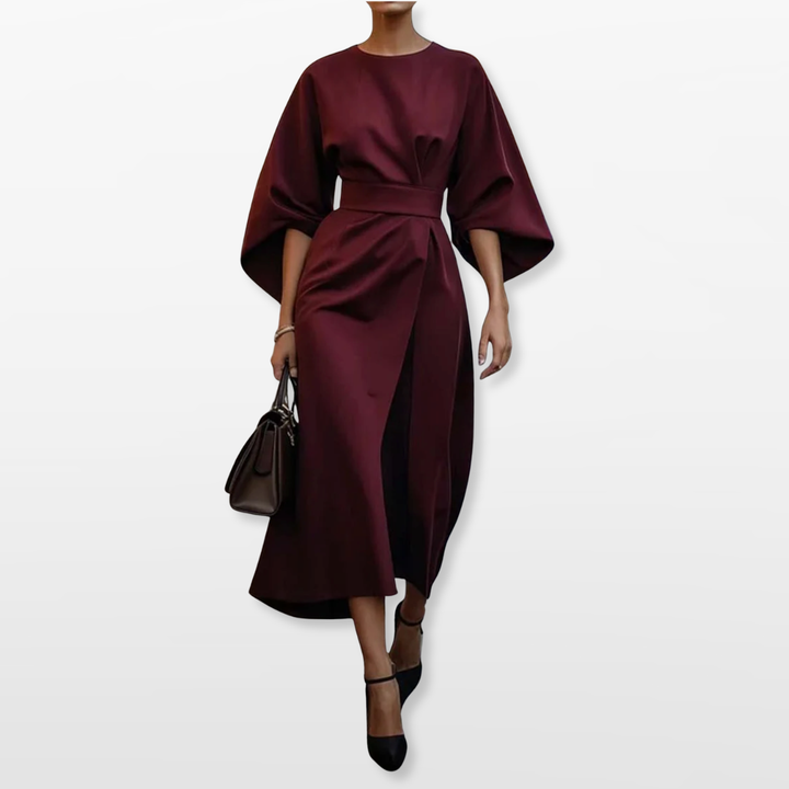 Robe Midi Femme Coupe Ceinturée