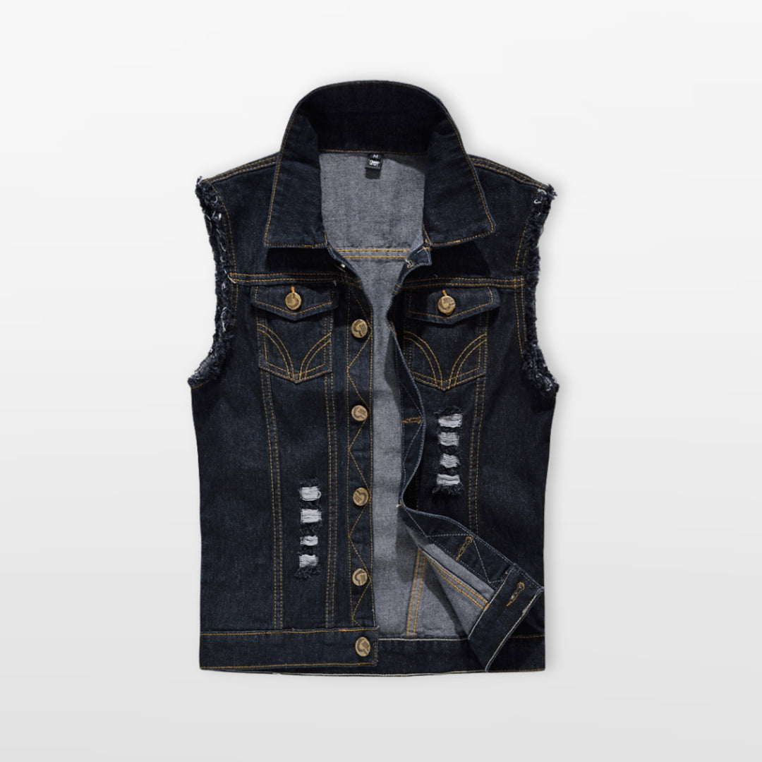 Veste Denim Sans Manches Streetwear Homme