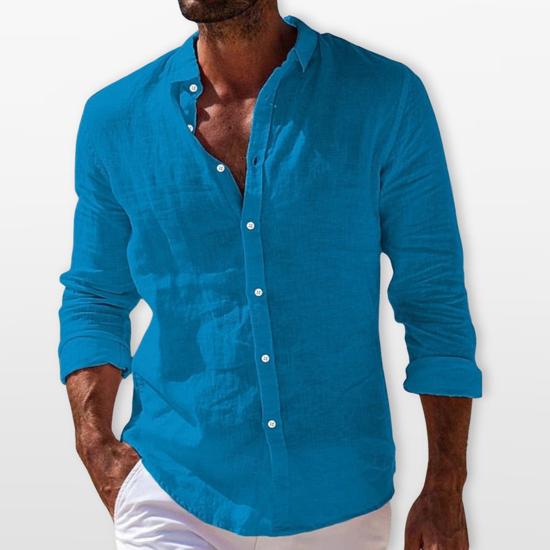 Chemise Lin Légère Boutonnée Homme