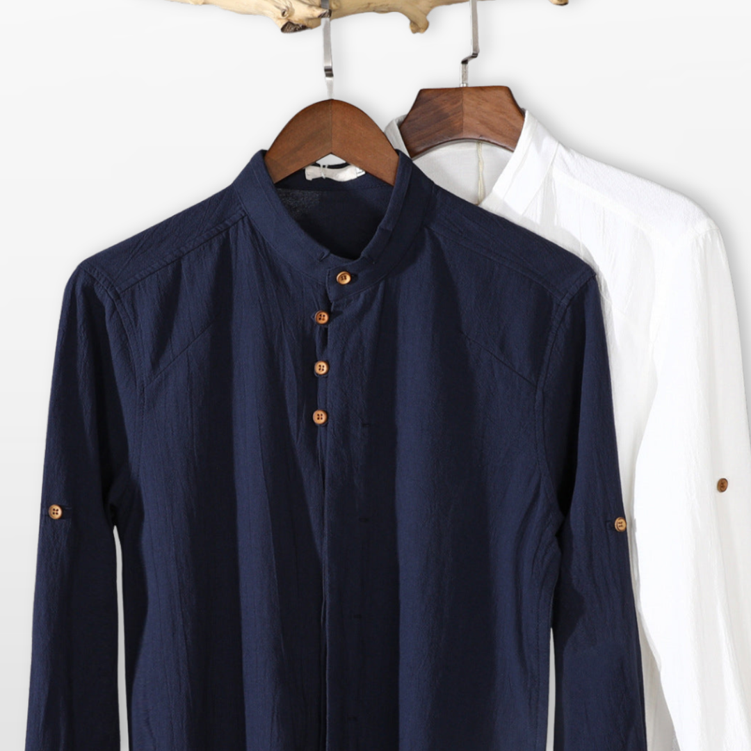 Chemise Homme Col Mao Boutonnée Moderne