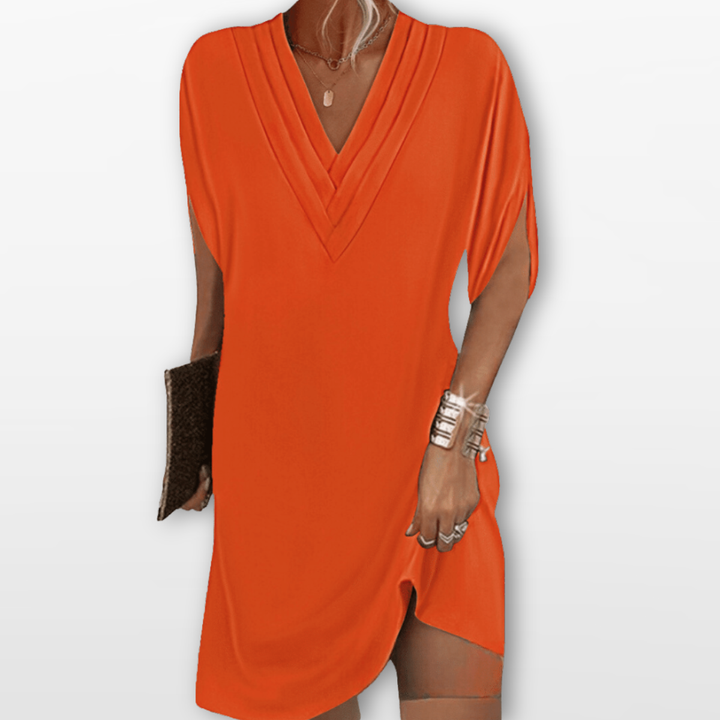 Women Robe Fluide Col V Élégante