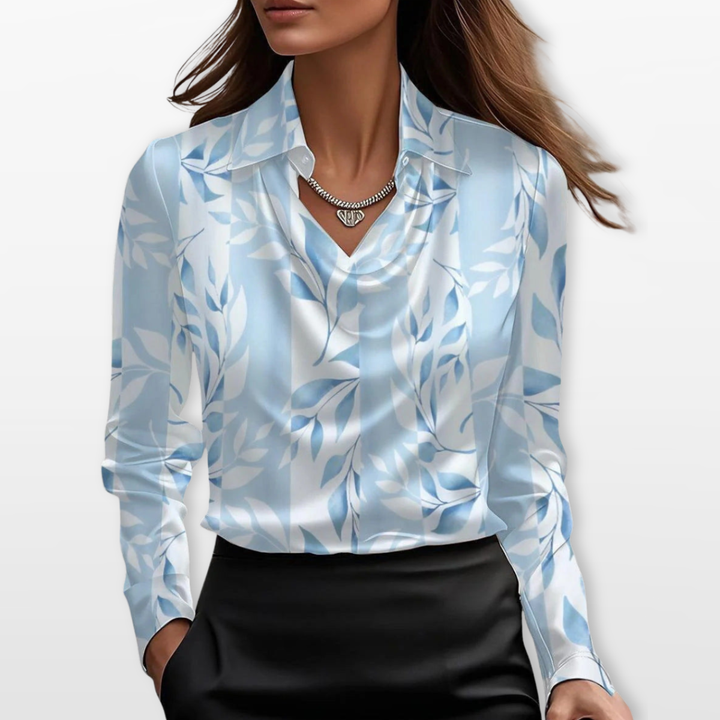 Blouse Femme Col Drapé Élégante Fluide
