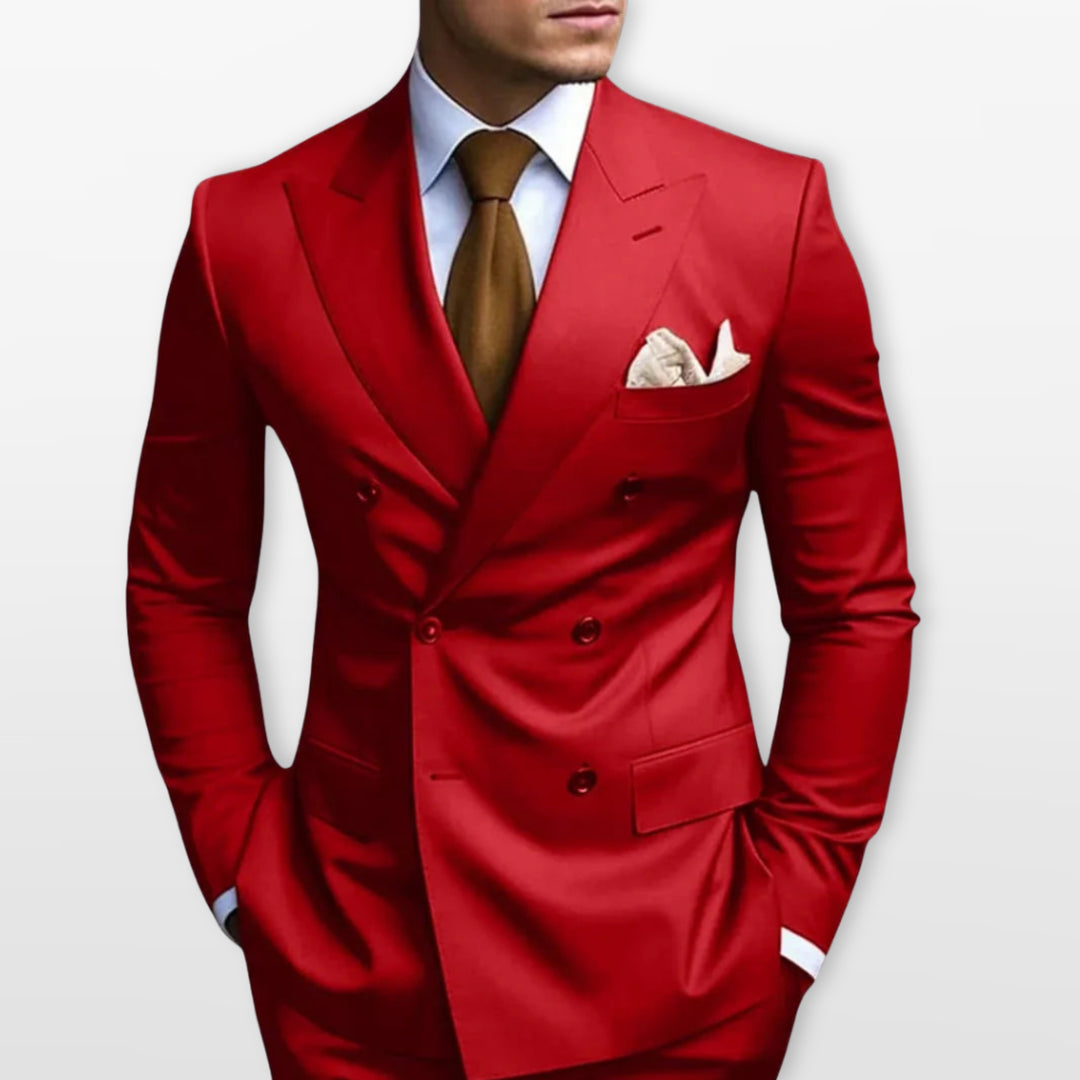 Costume Croisé Ajusté Élégant Homme