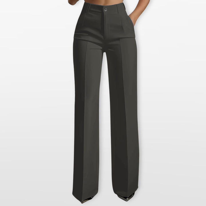 Pantalon Taille Haute Coupe Droite Élégant Femme