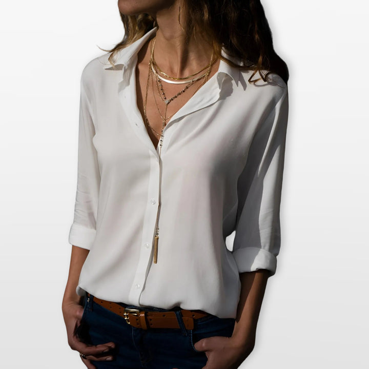 Chemisier Boutonné Col V Coupe Fluide Femme