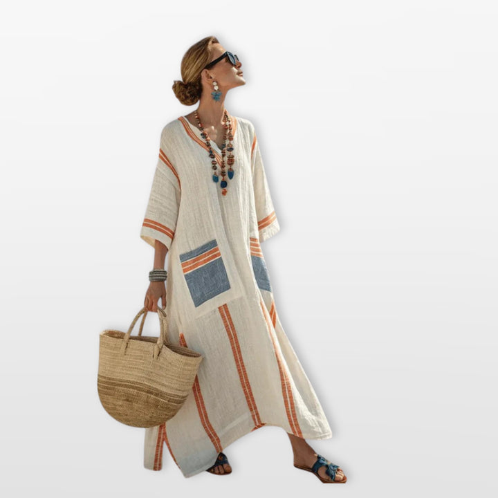 Robe Longue Rayée Bohème Femme