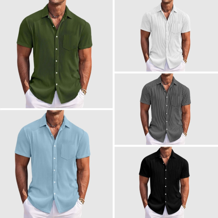 Chemise Homme Côtelée Manches Courtes