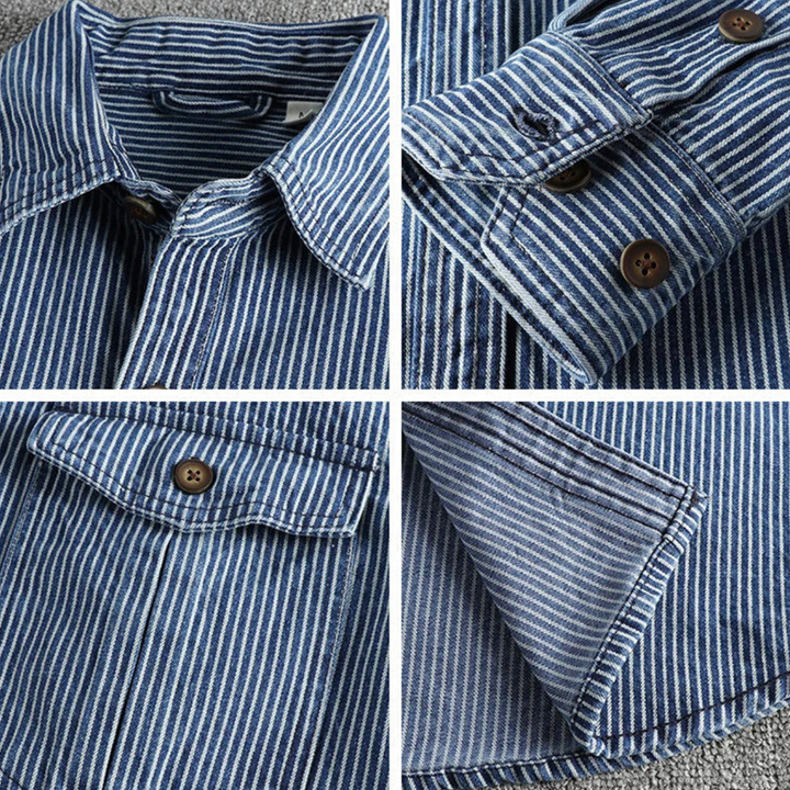 Chemise Homme Denim Rayé Style Moderne