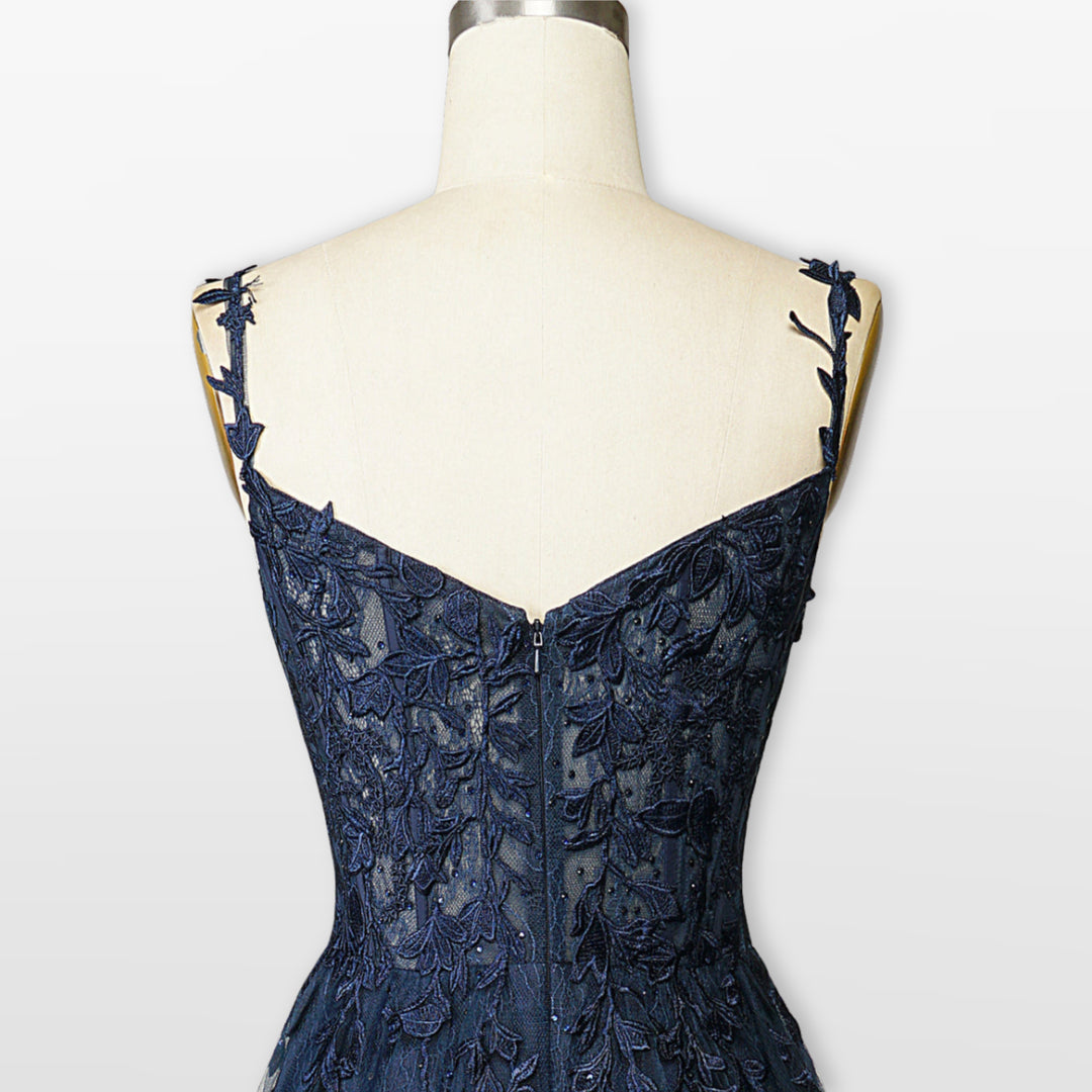 Robe Soirée Tulle Dentelle Bustier Fente Femme