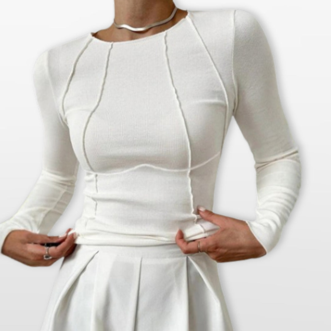 Top Manches Longues Ajusté Femme Élégant