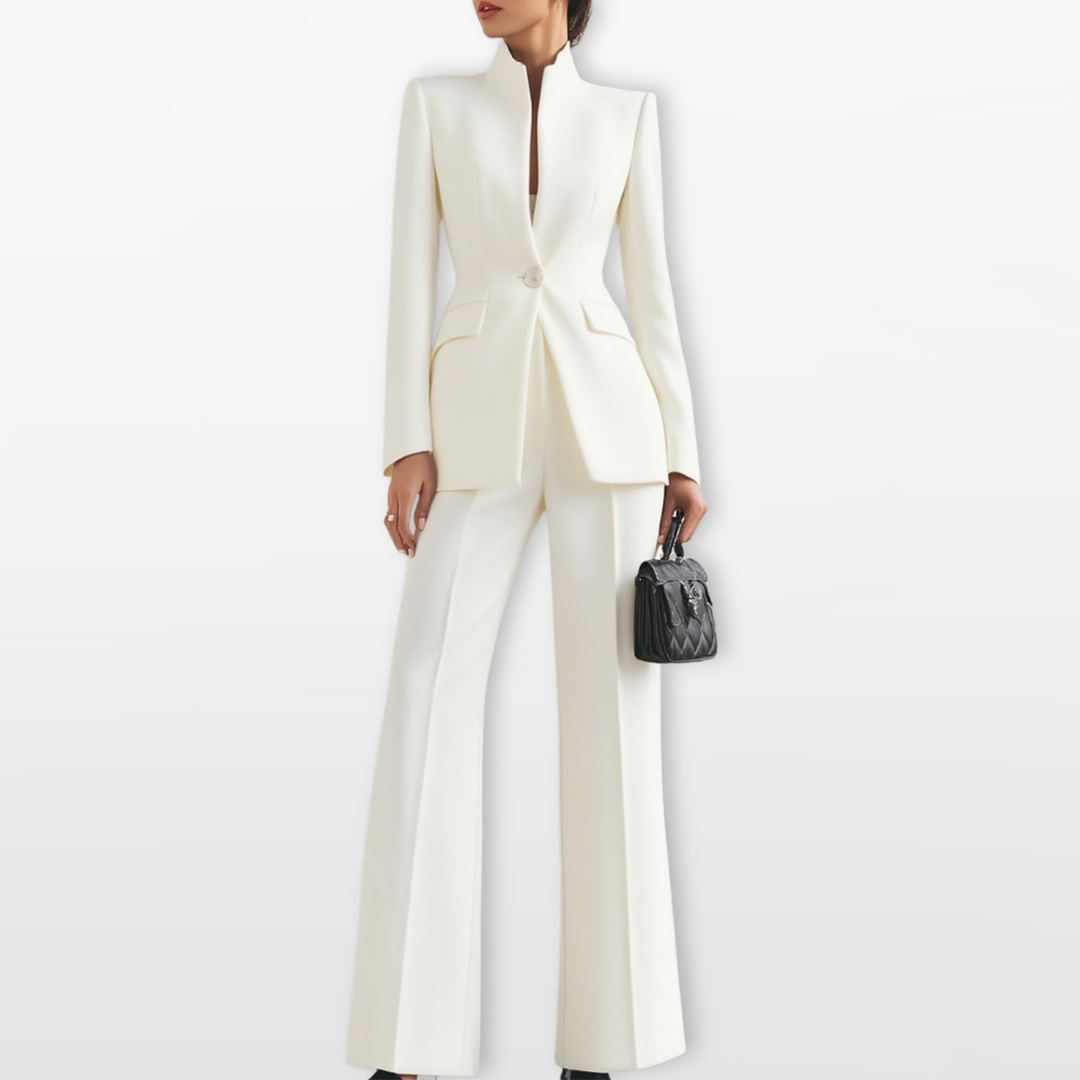 Ensemble Blazer Ajusté Pantalon Large Femme