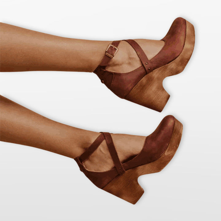 Escarpins Femme Talon Bloc Brides Croisées
