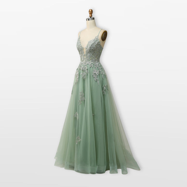 Robe Soirée Tulle Dentelle Dos Nu Femme