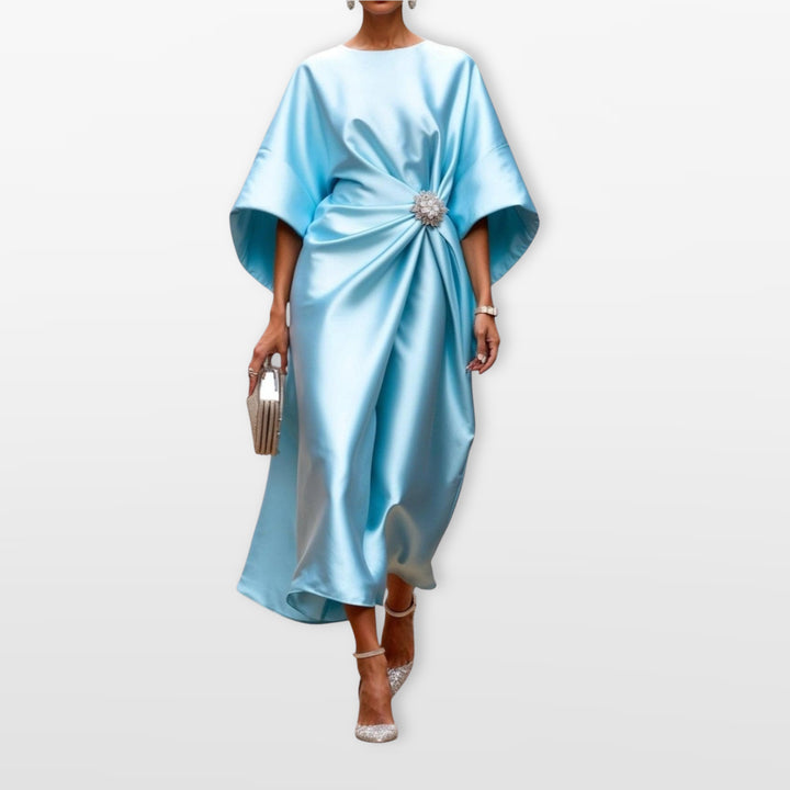 Robe Midi Drapée Satin Femme