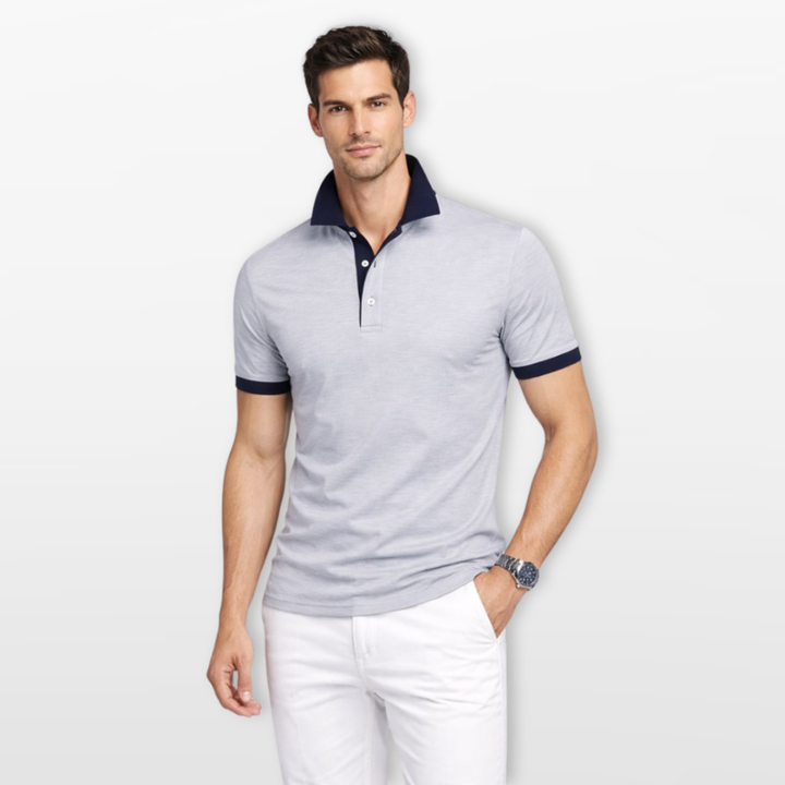 Polo Homme Coupe Ajustée Col Contrasté Élégant