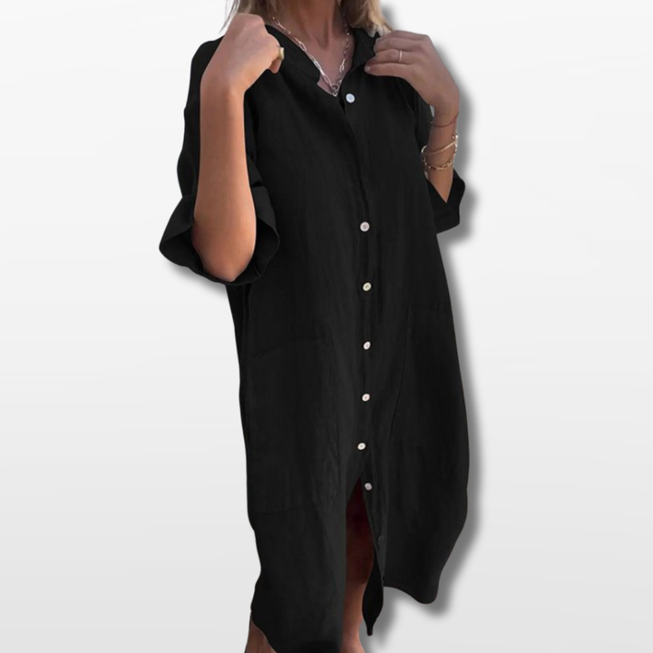 Robe Chemise Boutonnée Bohème Femme