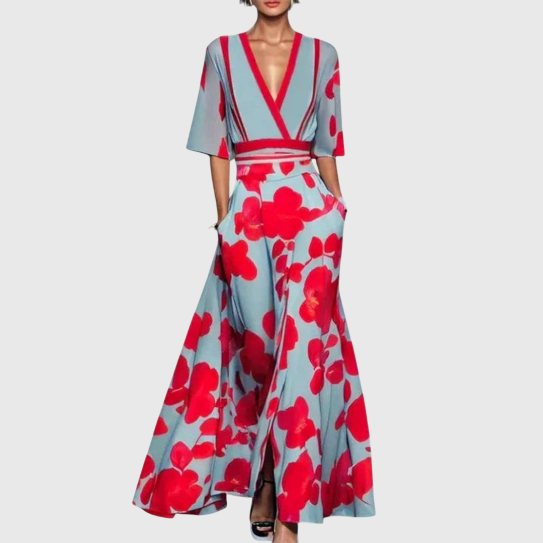 Robe Maxi Élégante Cache-Cœur Femme
