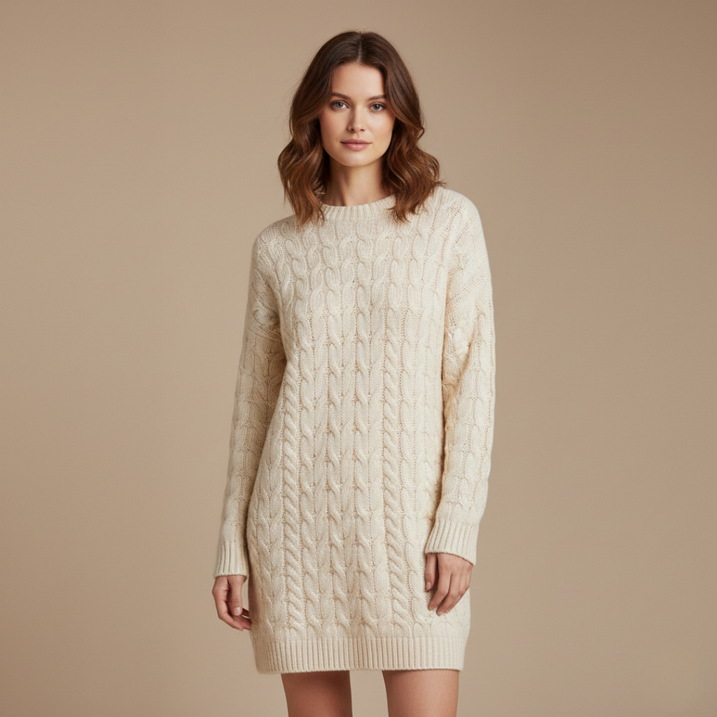 Élise - Robe Pull en Maille Torsadée