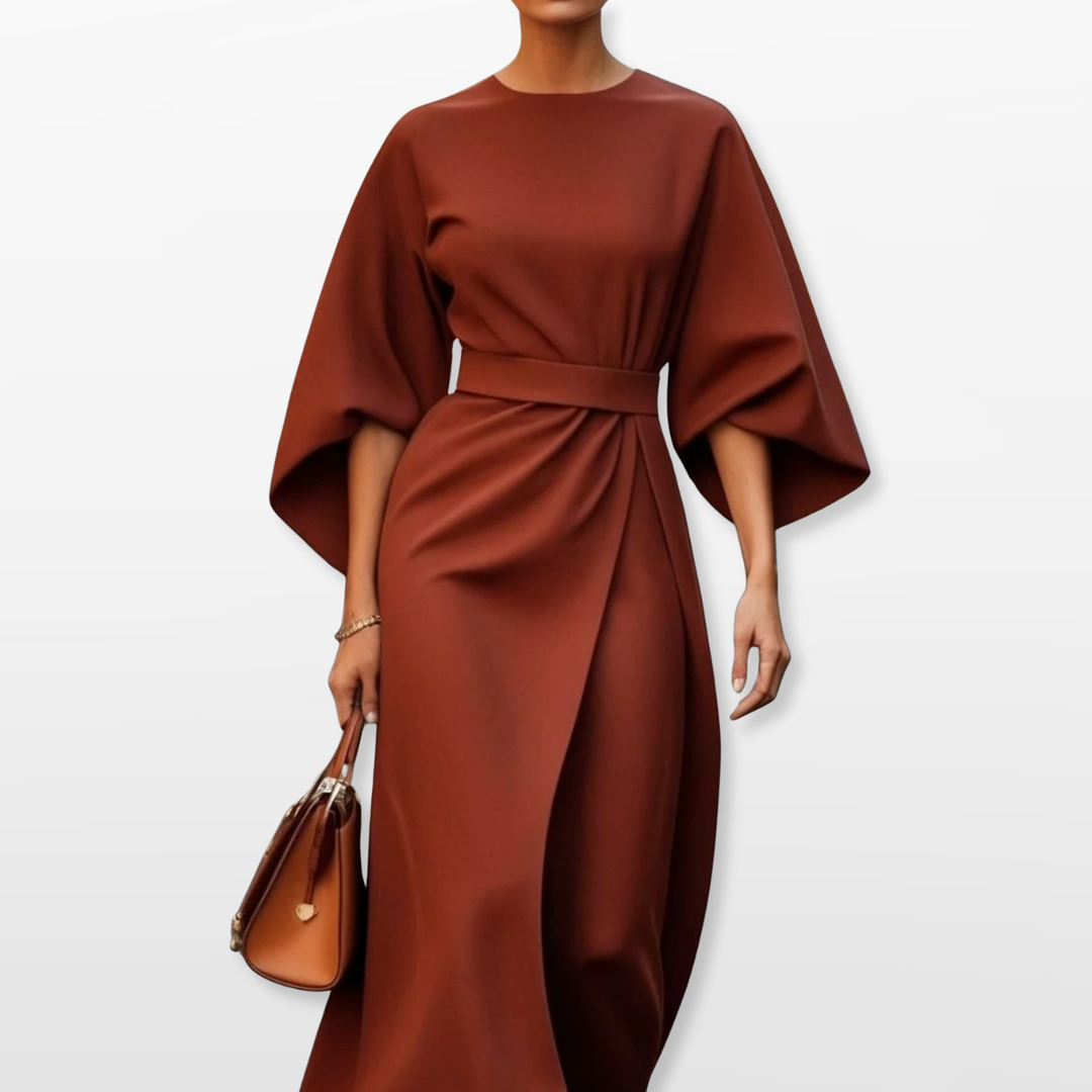 Robe Midi Femme Coupe Ceinturée