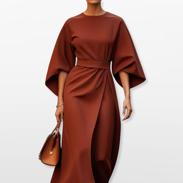 Robe Midi Femme Coupe Ceinturée