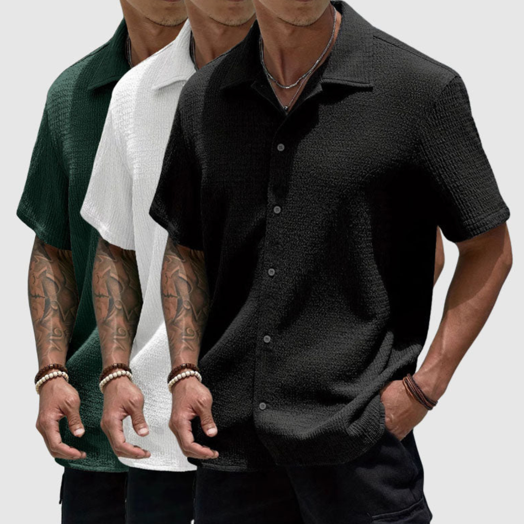 Homme Chemise Casual Texturée Manches Courtes