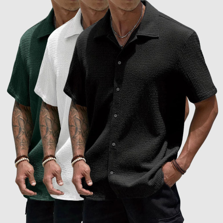 Homme Chemise Casual Texturée Manches Courtes