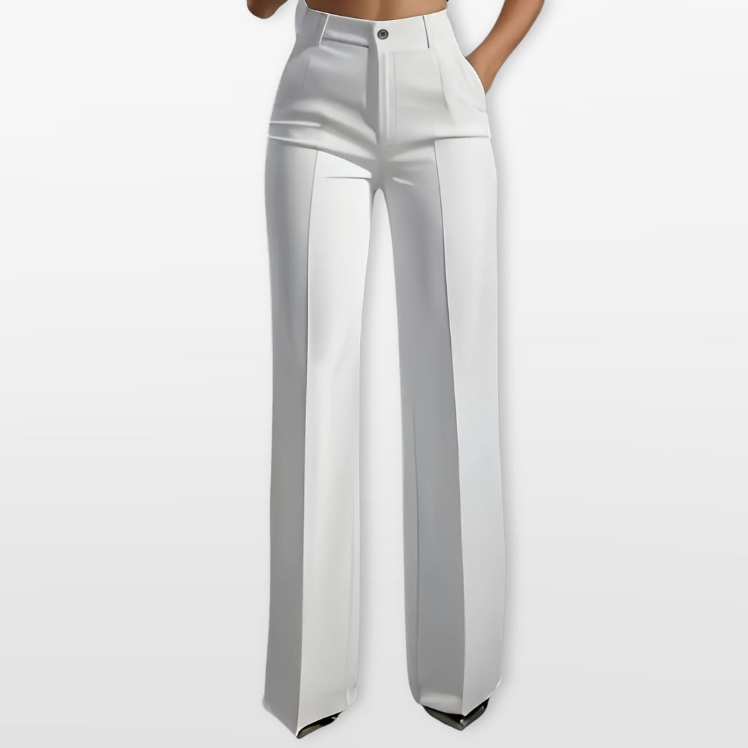 Pantalon Taille Haute Coupe Droite Élégant Femme