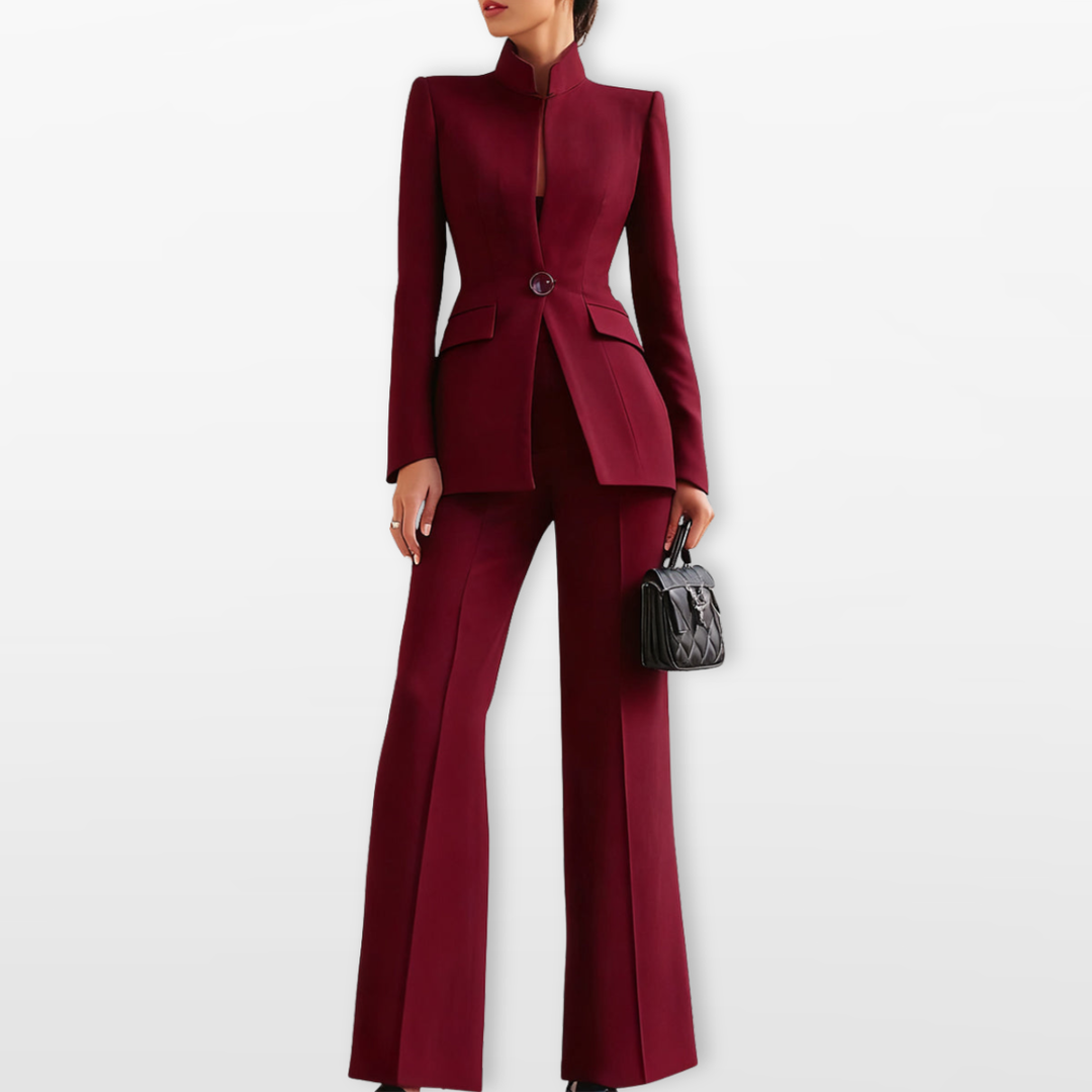 Ensemble Blazer Ajusté Pantalon Large Femme