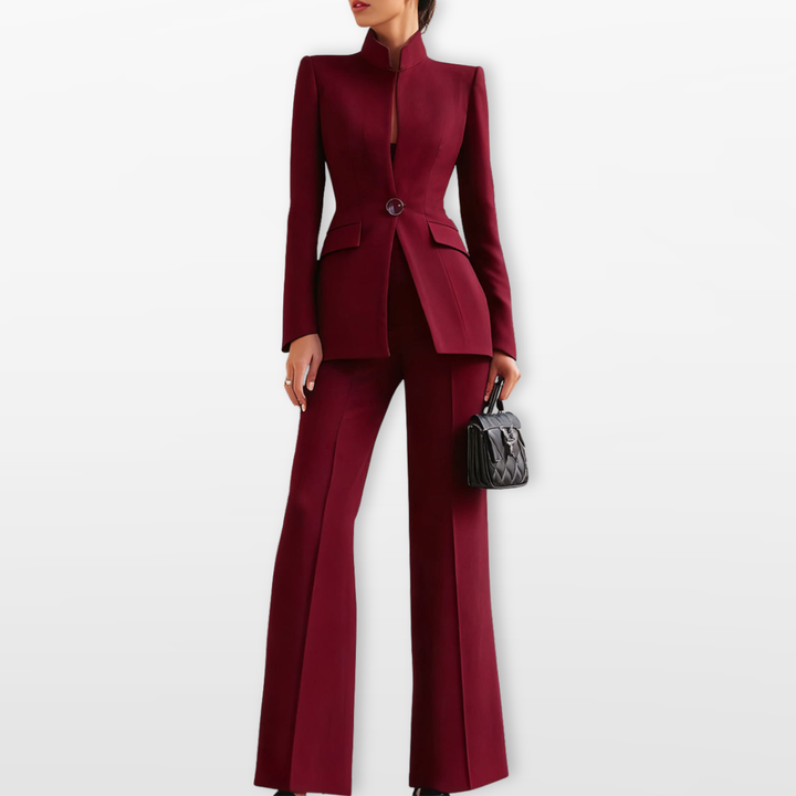 Ensemble Blazer Ajusté Pantalon Large Femme