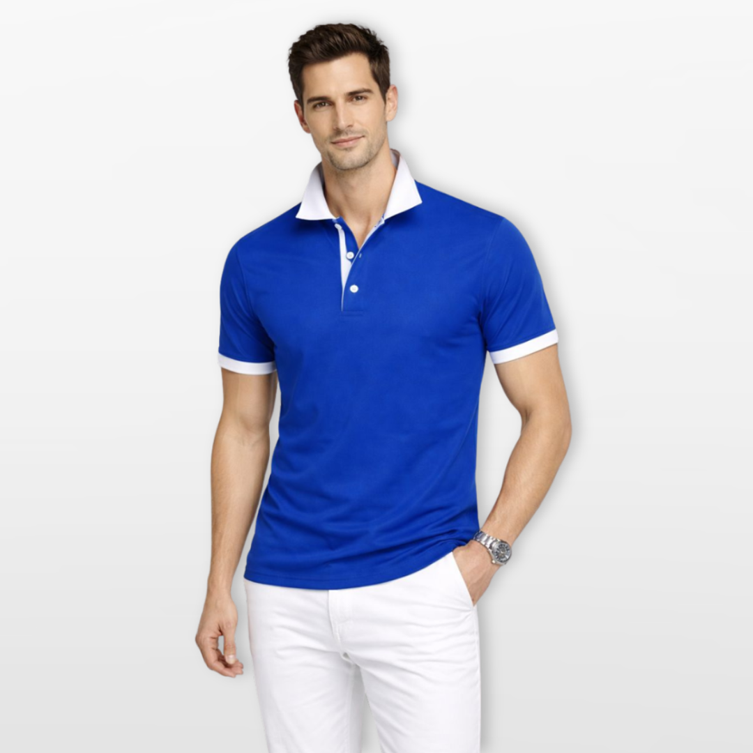 Polo Homme Coupe Ajustée Col Contrasté Élégant