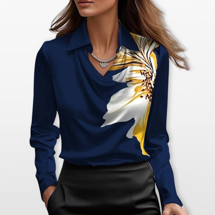 Blouse Femme Col Drapé Élégante Fluide