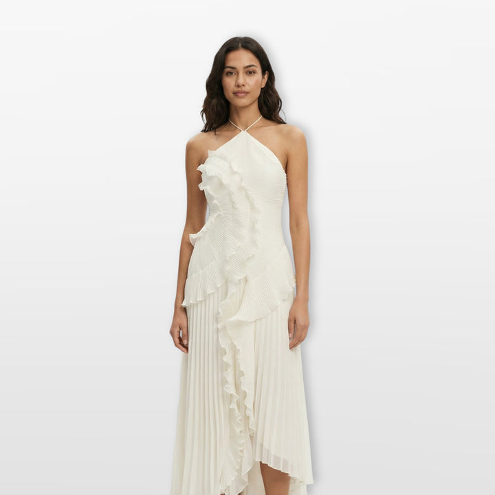 Robe Soirée Plissée Volants Asymétrique Femme