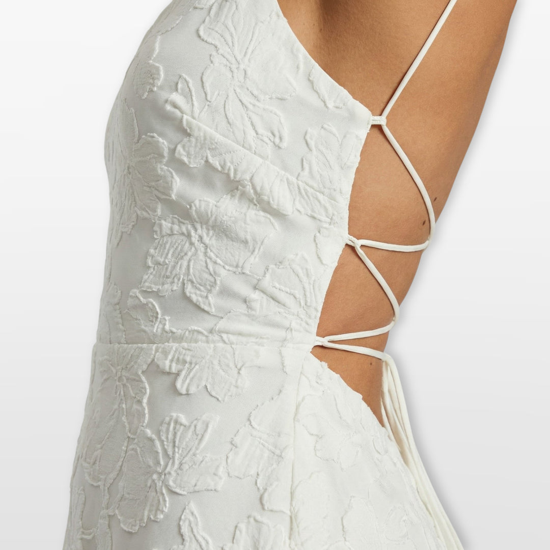 Robe Longue Dos Nu Dentelle Coupe Évasée Femme